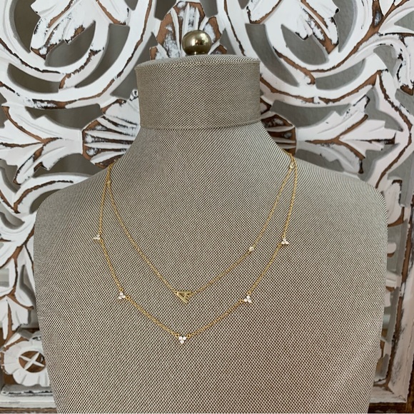 Gorjana style 18k gold initial A pendant necklace set - Picture 3 of 3